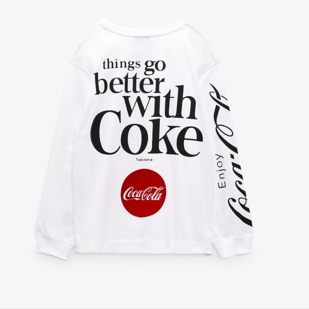 * Zara Coca-Cola Coke Long sleeve tee tshirt